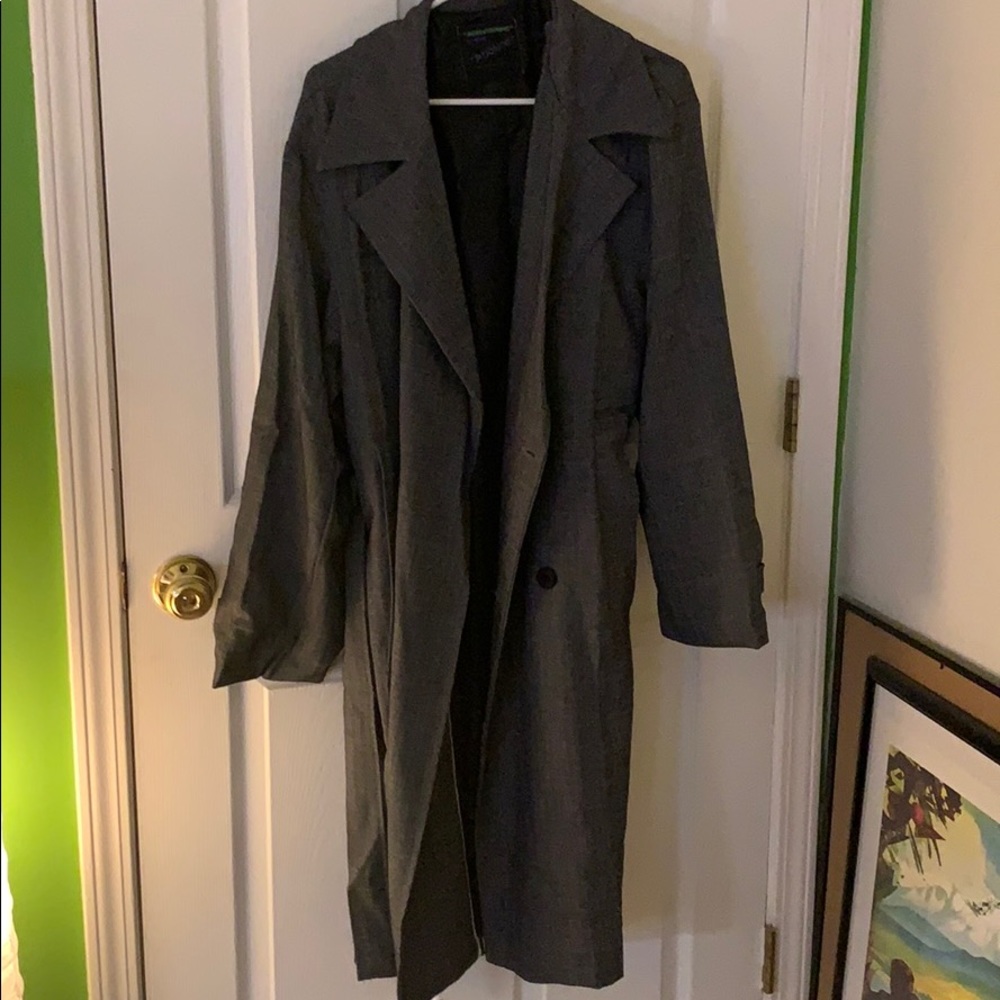 Korean Grey Pattern Trench Coat Oversized Fit